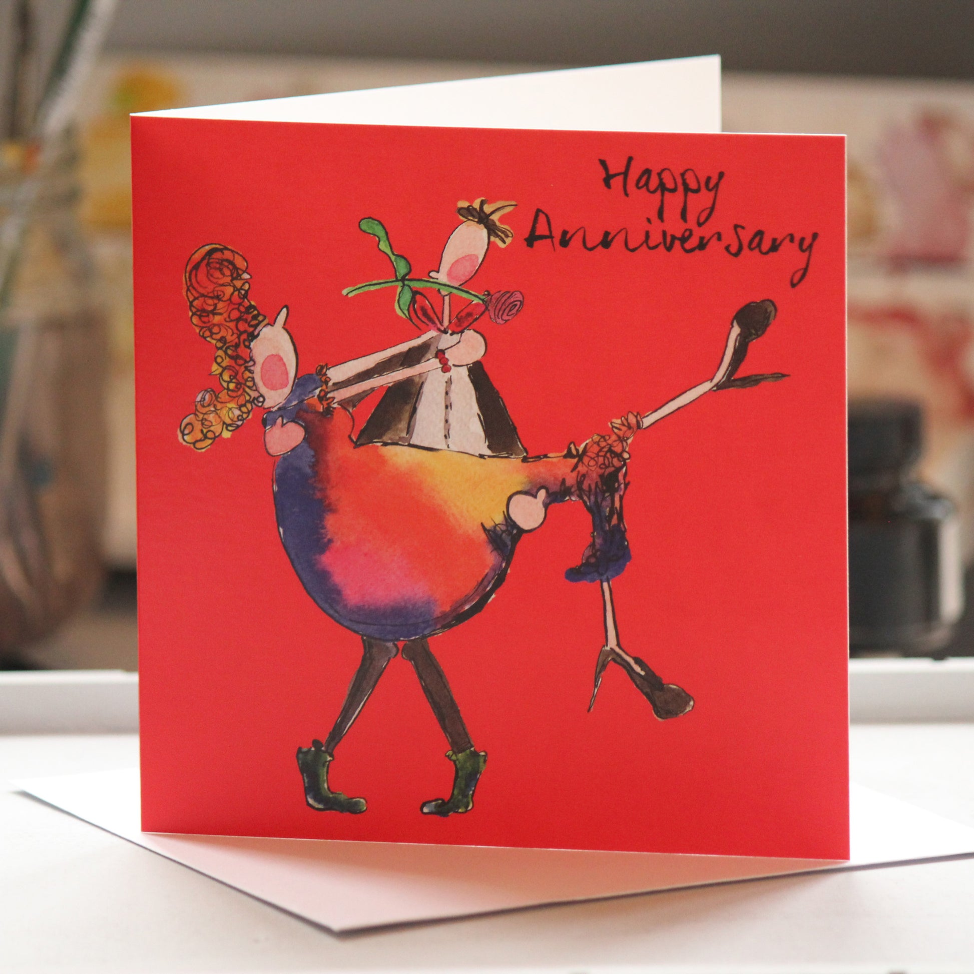"Happy Anniversary" Greeting Card - damedoodah.com  - Art and Design by Katie Rudge 
