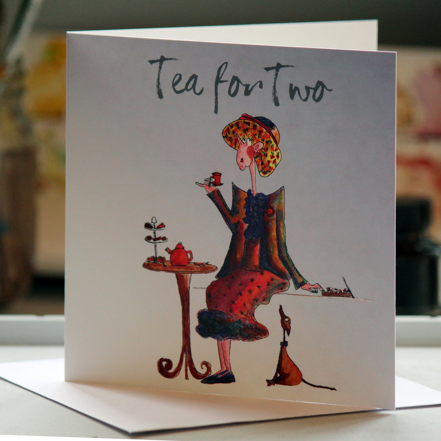 "Tea for Two" - Greeting Card - damedoodah.com  - Art and Design by Katie Rudge 