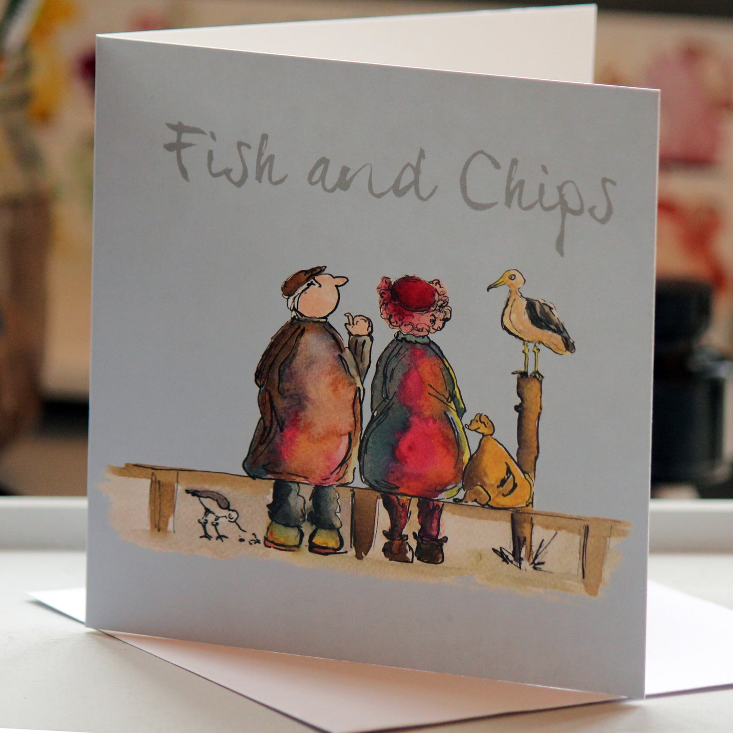 "Fish and Chips" Greeting Card - damedoodah.com  - Art and Design by Katie Rudge 