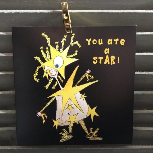 "You are a Star!" - Greeting Card - damedoodah.com  - Art and Design by Katie Rudge 